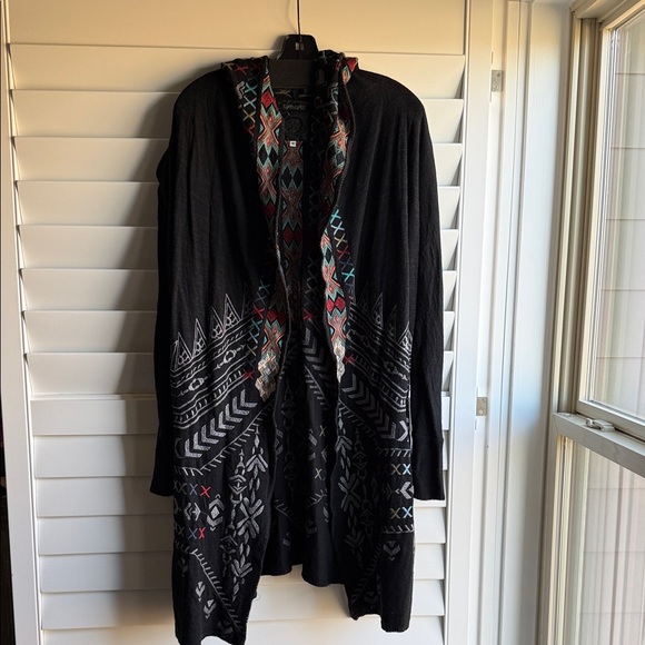 Johnny Was Black Hooded Cardigan - Picture 3 of 4